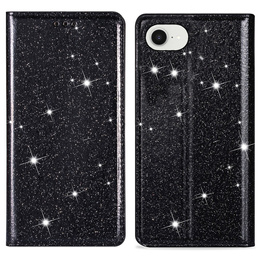 θήκη iPhone 16E, Card Slot Glittery, μαύρη