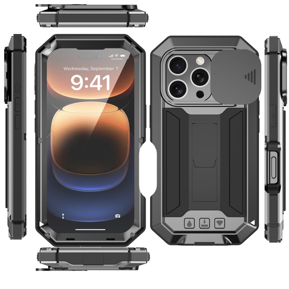 Θήκη για iPhone 16 Pro Max, R-JUST CamShield Slide, θωρακισμένη, μαύρη