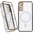 Μαγνητική θήκη MagSafe Dual Glass για Samsung Galaxy S21+ Plus, χρυσή