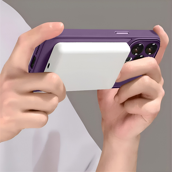 Θήκη για iPhone 16, για MagSafe, ERBORD Μatt Case, σκούρο μωβ + Γυαλί οθόνης