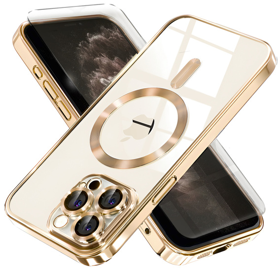 Θήκη για iPhone 11 Pro, Electro MagSafe, χρυσή + Γυαλί για την οθόνη