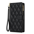 θήκη πτερύγιο για Samsung Galaxy S25 Edge, Rhombus Crossbody Leather, μαύρη