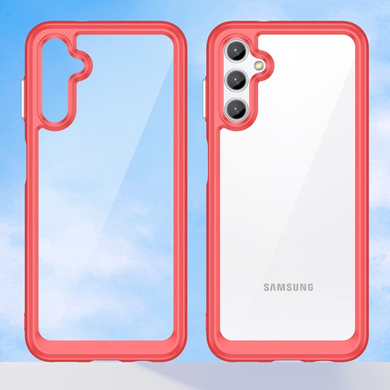 Θήκη για Samsung Galaxy A14 4G/5G, Fusion Hybrid, διαφανές / κόκκινο