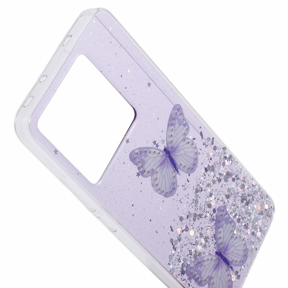 Θήκη για Xiaomi 13T / 13T Pro / Redmi K60 Ultra, Glitter Butterfly, μωβ