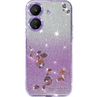 Θήκη για Xiaomi Redmi 13C / Poco C65, Glitter Flower, μωβ