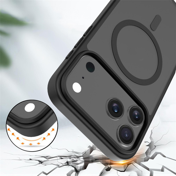 Ματ θήκη για iPhone 17 Pro, για MagSafe, ημιδιαφανές μαύρο