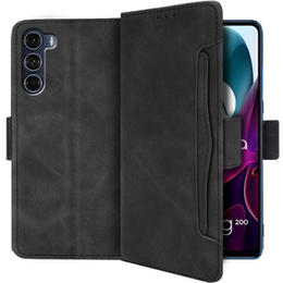 Θήκη με πτερύγιο για Motorola Moto G200 5G/Edge S30, Card Slot, μαύρη