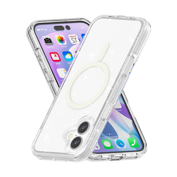 Θήκη για iPhone 17, για MagSafe, glitter, διάφανη