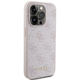 GUESS Θήκη για iPhone 15 Pro Max, 4G Metal Gold Logo, ροζ