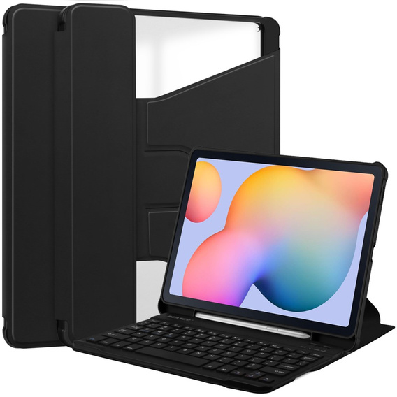 Θήκη πληκτρολογίου για Samsung Galaxy Tab S6 Lite 2024 / 2022 / 2020, Rotary 360° Leather, μαύρη