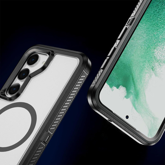 Θήκη με πλαίσιο για Samsung Galaxy S23 FE, για MagSafe, διαφανής / μαύρη