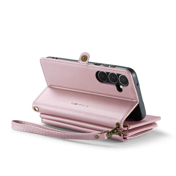 θήκη CASEME για Samsung Galaxy A55 5G, RFID Leather Wallet, με λουράκι ώμου, ροζ