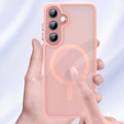 Θήκη για Samsung Galaxy S25, για MagSafe, ERBORD Μatt Case, ροζ + Γυαλί οθόνης