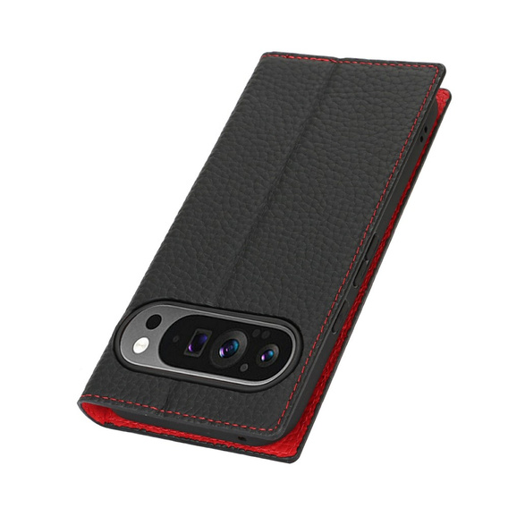 Θήκη με πτερύγιο για Google Pixel 10 / 10 Pro, δέρμα Litchi Grain, μαύρο