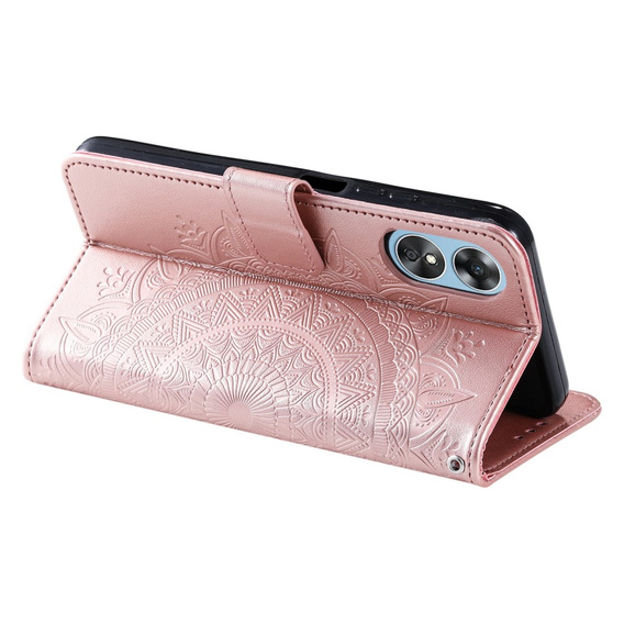 Θήκη με πτερύγιο για Oppo A17, Mandala, ροζ rose gold