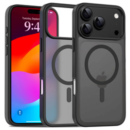 Ματ θήκη για iPhone 17 Pro Max, για MagSafe, ημιδιαφανές μαύρο