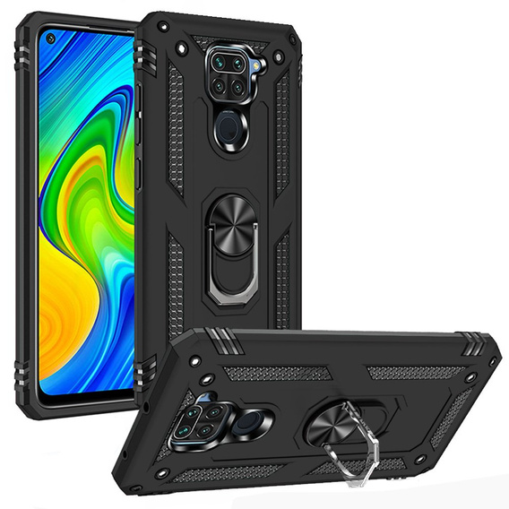 θωρακισμένη θήκη για Xiaomi Redmi Note 9, Nox Case Ring, μαύρη