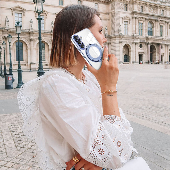 Μαγνητική θήκη για Samsung Galaxy A56, για MagSafe, μπλε + γυαλί 9H