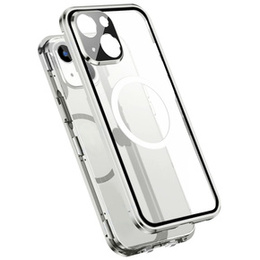 Μαγνητική θήκη MagSafe Dual Glass για iPhone 14 Plus, ασημένια