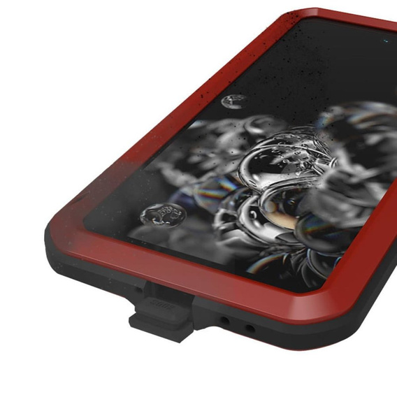 Love Mei Θήκη για Samsung Galaxy S21 FE, armored with glass, κόκκινη