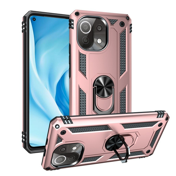 θωρακισμένη θήκη για Xiaomi Mi 11 Lite / Mi 11 Lite 5G / 11 Lite 5G NE, Nox Case Ring, ροζ rose gold