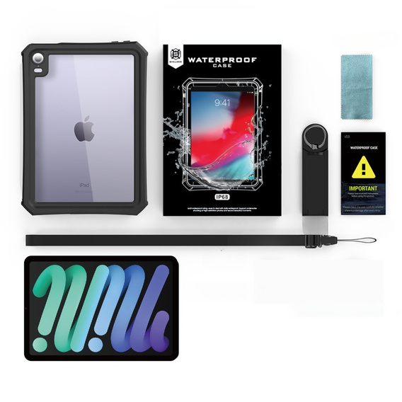 Αδιάβροχη θήκη IP68 για το iPad mini 8.3" 2021 (6 gen.) / iPad mini 8.3" 2024 (7 gen.), μαύρη