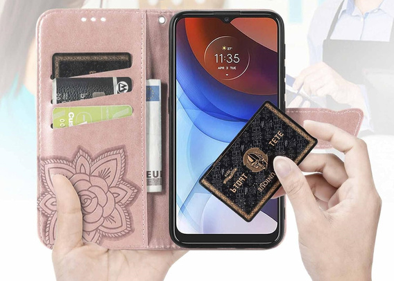 Θήκη με πτερύγιο για Oppo Reno 13 Pro, Butterfly, ροζ rose gold