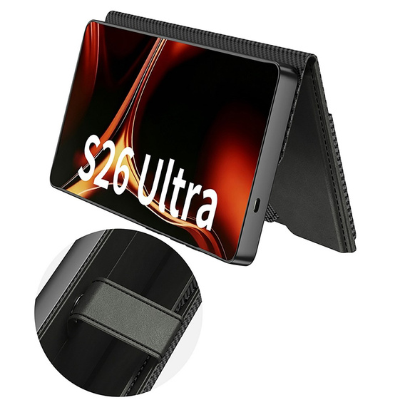 Θήκη με πτυσσόμενο καπάκι GKK Card Slot Wallet για Samsung Galaxy S26 Ultra, μαύρο άνθρακα