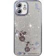 Θήκη για iPhone 12, Glitter Flower, μπλε