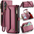 θήκη CASEME για Samsung Galaxy S25 FE, RFID Leather Wallet, με λουράκι ώμου, κόκκινη