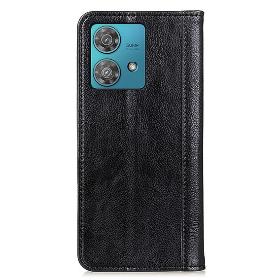 Θήκη για Motorola Moto G84 5G, Wallet Litchi Leather, μαύρη