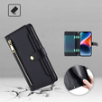 Θήκη με πτερύγιο για Xiaomi Redmi Note 13 Pro+, Wallet Zipper Pocket, μαύρη