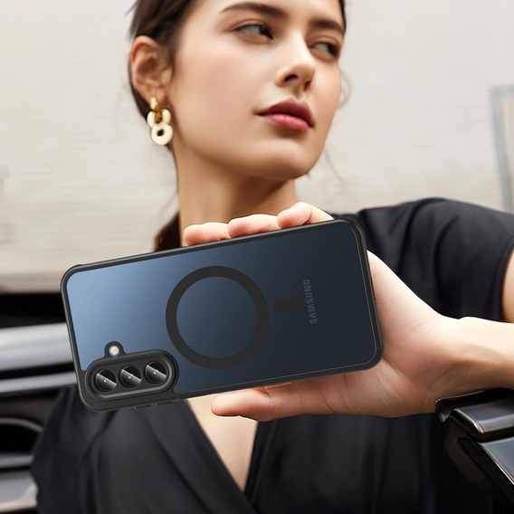 Ματ θήκη για Samsung Galaxy A17 5G, για MagSafe, ημιδιαφανές μαύρο