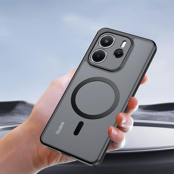 Θήκη για Xiaomi Redmi Note 14 4G, για MagSafe, ERBORD Μatt Case, μαύρη + Γυαλί οθόνης