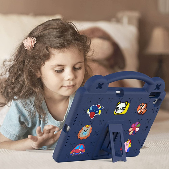 Παιδική θήκη για iPad 10.2" 2021/2020/2019 (9/8/7 gen.) / Air 10.5" 2019 (3 gen.), Cute Patterns, με βάση, σκούρο μπλε