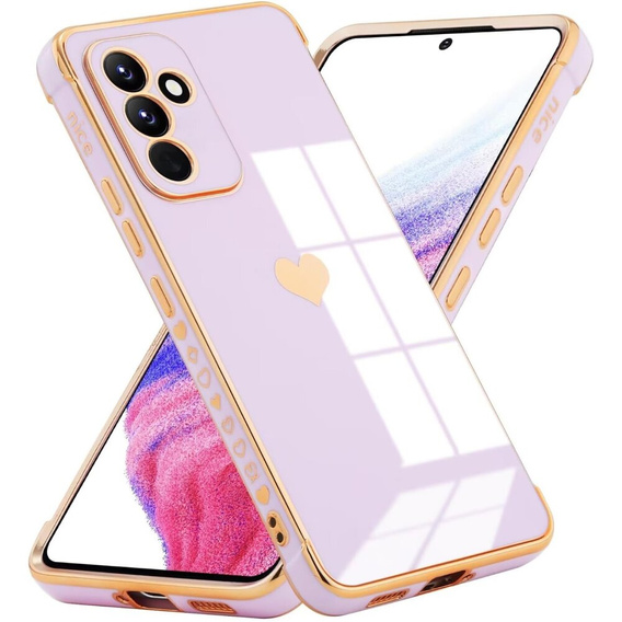 Θήκη για Samsung Galaxy A15 4G / 5G, Electro heart, μωβ + Full Glue Ceramic Glass