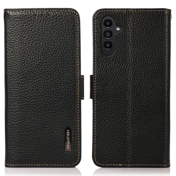 KHAZNEH θήκη RFID για Samsung Galaxy A35 5G, Litchi Texture, μαύρη