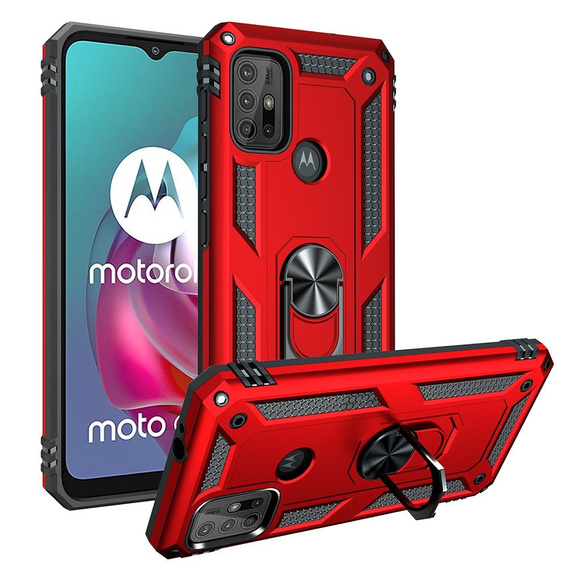 θωρακισμένη θήκη για Motorola Moto G10/G30, Nox Case Ring, κόκκινη