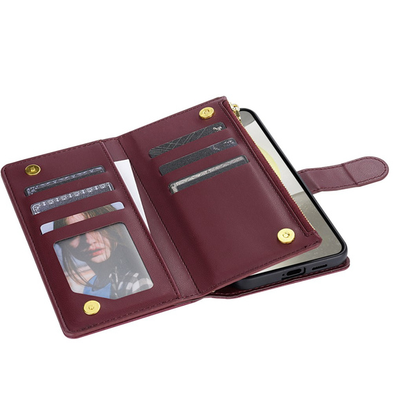 θήκη πτερύγιο για Samsung Galaxy S25 Edge, Rhombus Crossbody Leather, μπορντό