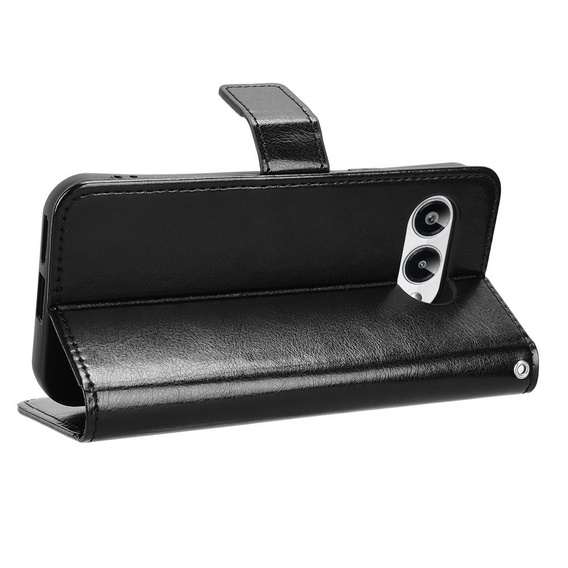 Θήκη με πτερύγιο για T Phone 3 5G, Crazy Horse Wallet, μαύρη