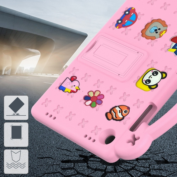 Παιδική θήκη για Samsung Galaxy Tab A9+, Cute Patterns, με βάση, ροζ