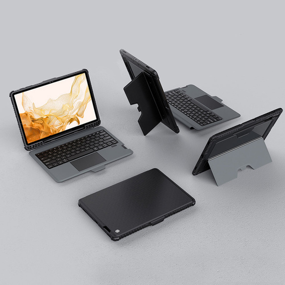 Θήκη + πληκτρολόγιο Galaxy Tab S8+ / Tab S7 +/ Tab S7 FE, NILLKIN Bumper Pen Slot, μαύρη