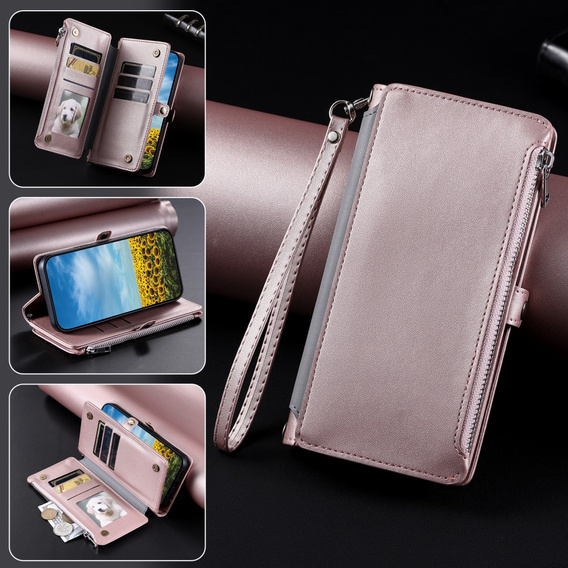 Θήκη με πτερύγιο για Xiaomi Redmi 14C / Xiaomi Poco C75, Wallet Zipper Pocket, ροζ