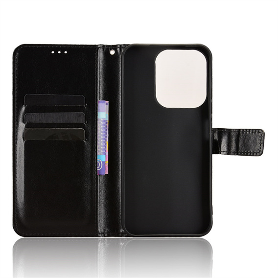 Θήκη με πτερύγιο για Xiaomi Redmi 15C 4G/LTE, Crazy Horse Wallet, μαύρη