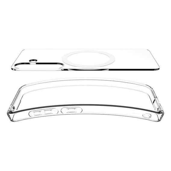 Θήκη MagSafe Spigen για Samsung Galaxy S25+ Plus, Ultra Hybrid, διάφανο / λευκό + Μετριασμένο γυαλί 9H