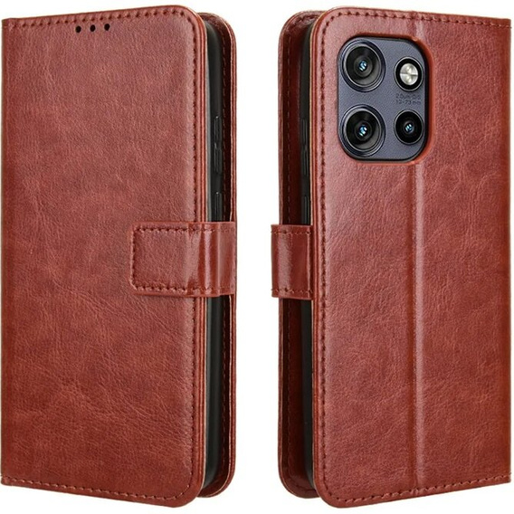 Θήκη με πτερύγιο για Motorola Edge 50 Neo / Motorola ThinkPhone 25, Crazy Horse Wallet, καφέ