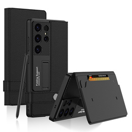Θήκη με πτερύγιο για Samsung Galaxy S25 Ultra, GKK Card Slot Wallet, μαύρη