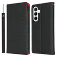 Θήκη με πτερύγιο για Samsung Galaxy S25, Litchi Skin Grain, μαύρη