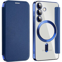Θήκη με πτερύγιο για Samsung Galaxy S24+ Plus, RFID Wallet MagSafe CamShield, σκούρο μπλε