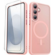 Θήκη για Samsung Galaxy S25, για MagSafe, ERBORD Μatt Case, ροζ + Γυαλί οθόνης